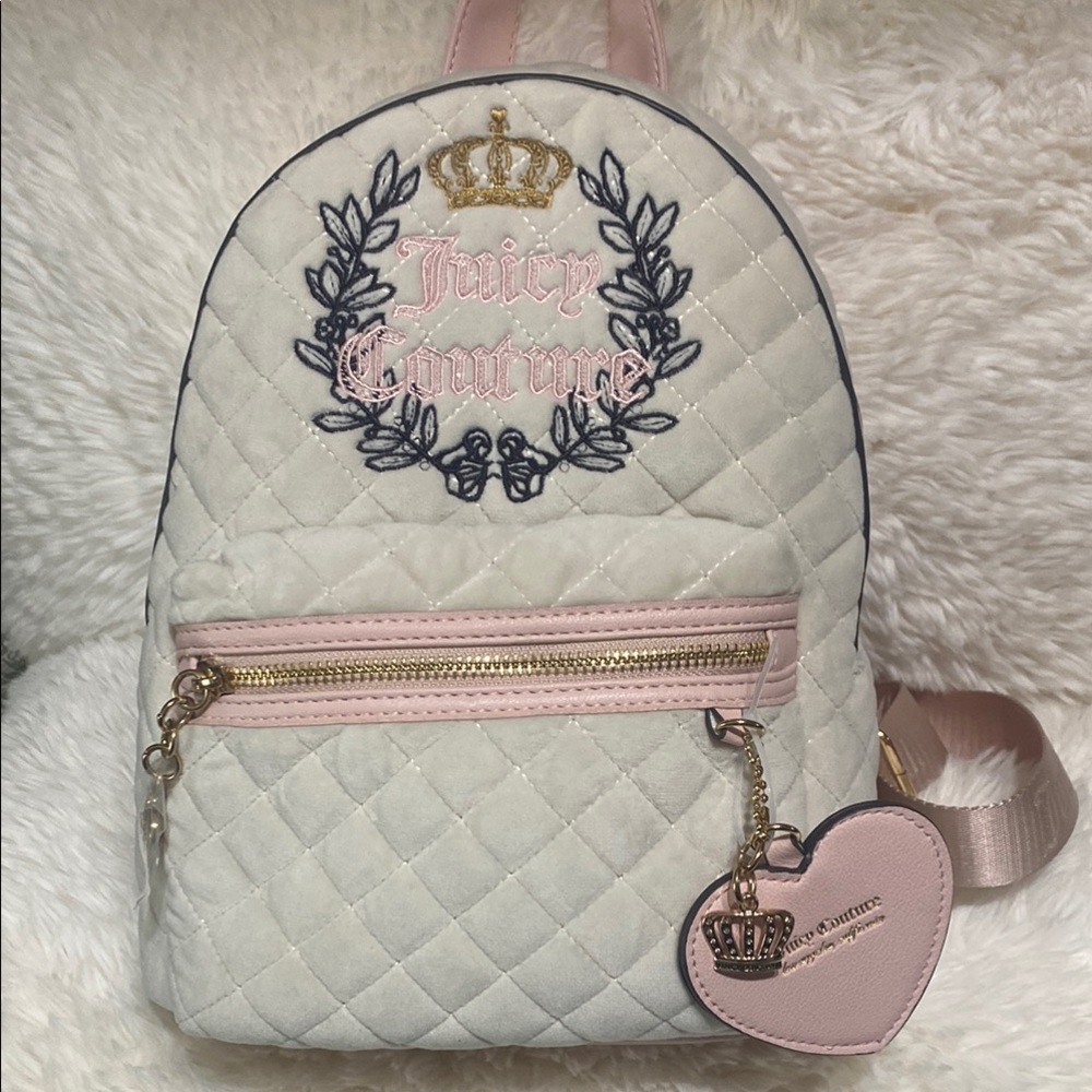Juicy Couture Quilted Backpack with Pink Accents new with tag
